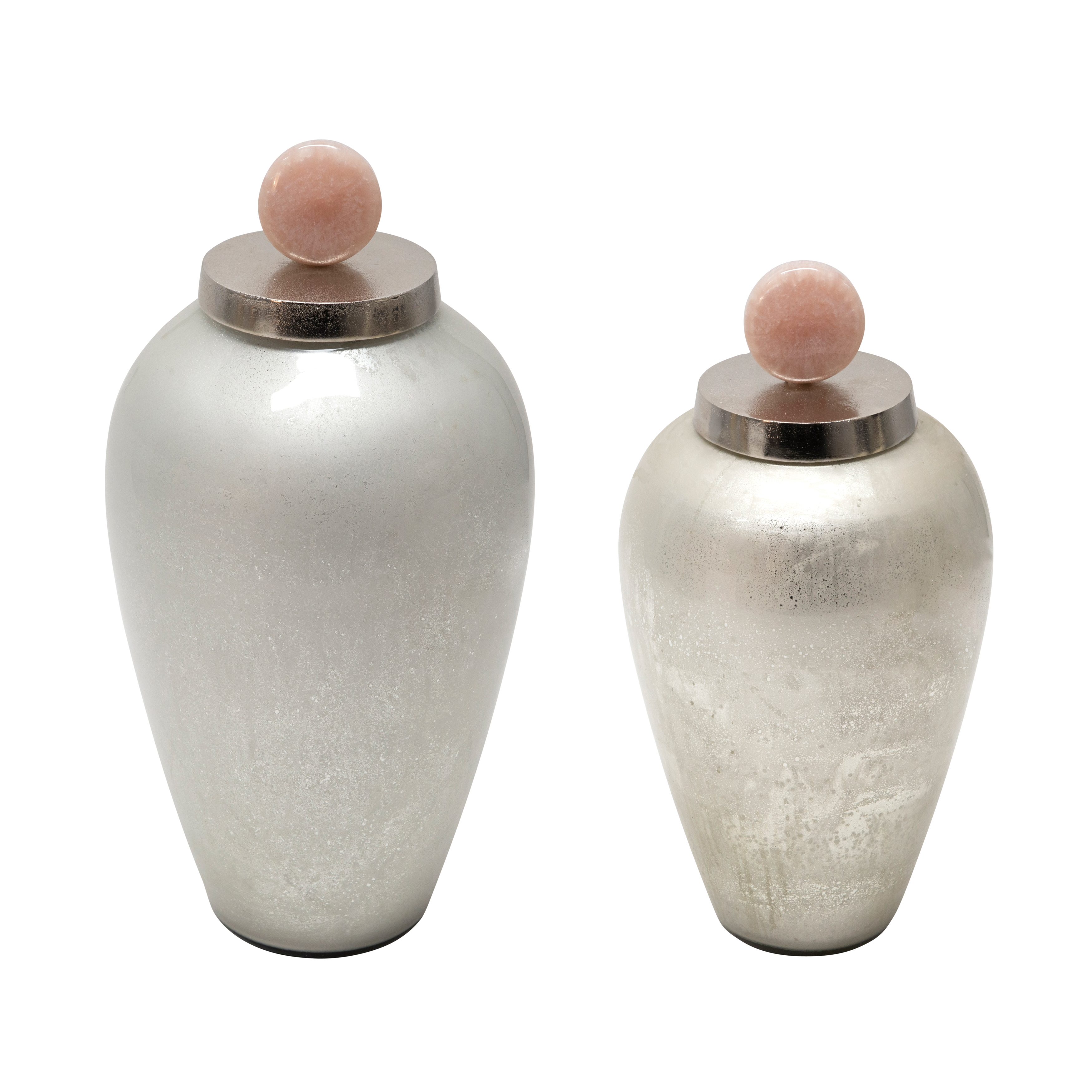 Sagebrook Home Contemporary Glass Silver Vase With Blush Knob 